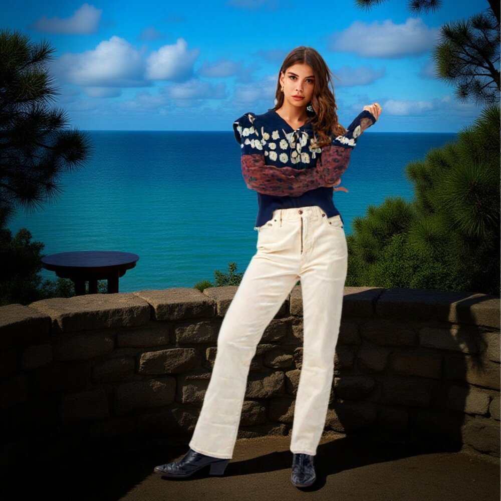 Nili Lotan White Boot Cut Denim — Sculptural Ease from NYC (Size 28)